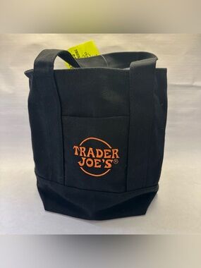 NWT Trader Joe’s Halloween Mini Canvas Tote Bag Black SKU 81415 Embroidered 2025